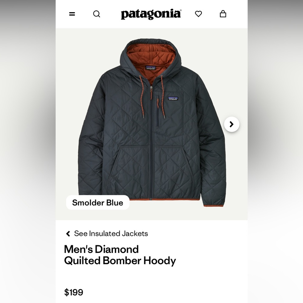 Patagonia Men's Diamond Quilted Bomber Hoody - Smolder green
